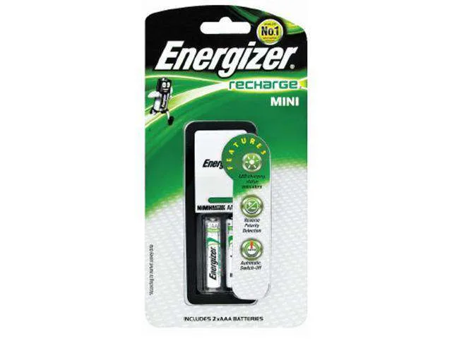 Energizer Mini Ni-MH Battery Charger with 2x AAA 700 mAh Batteries