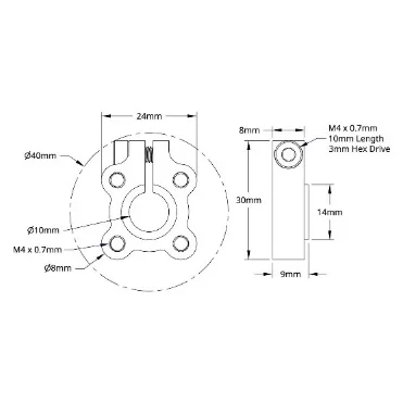 3301 Series Clamping Hub (10mm Bore) technical drawing