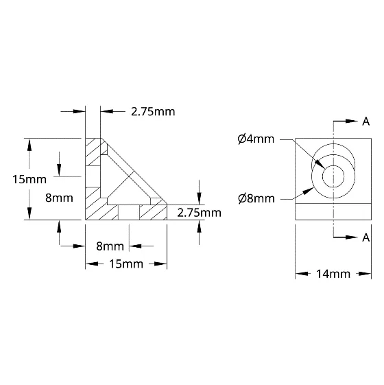 3204 Series Gusseted Angle Mount (1-1) technical drawing