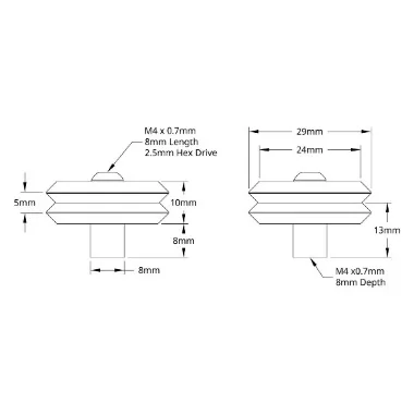 W-Wheel Standoff Kit (13mm Center Height) technical drawing
