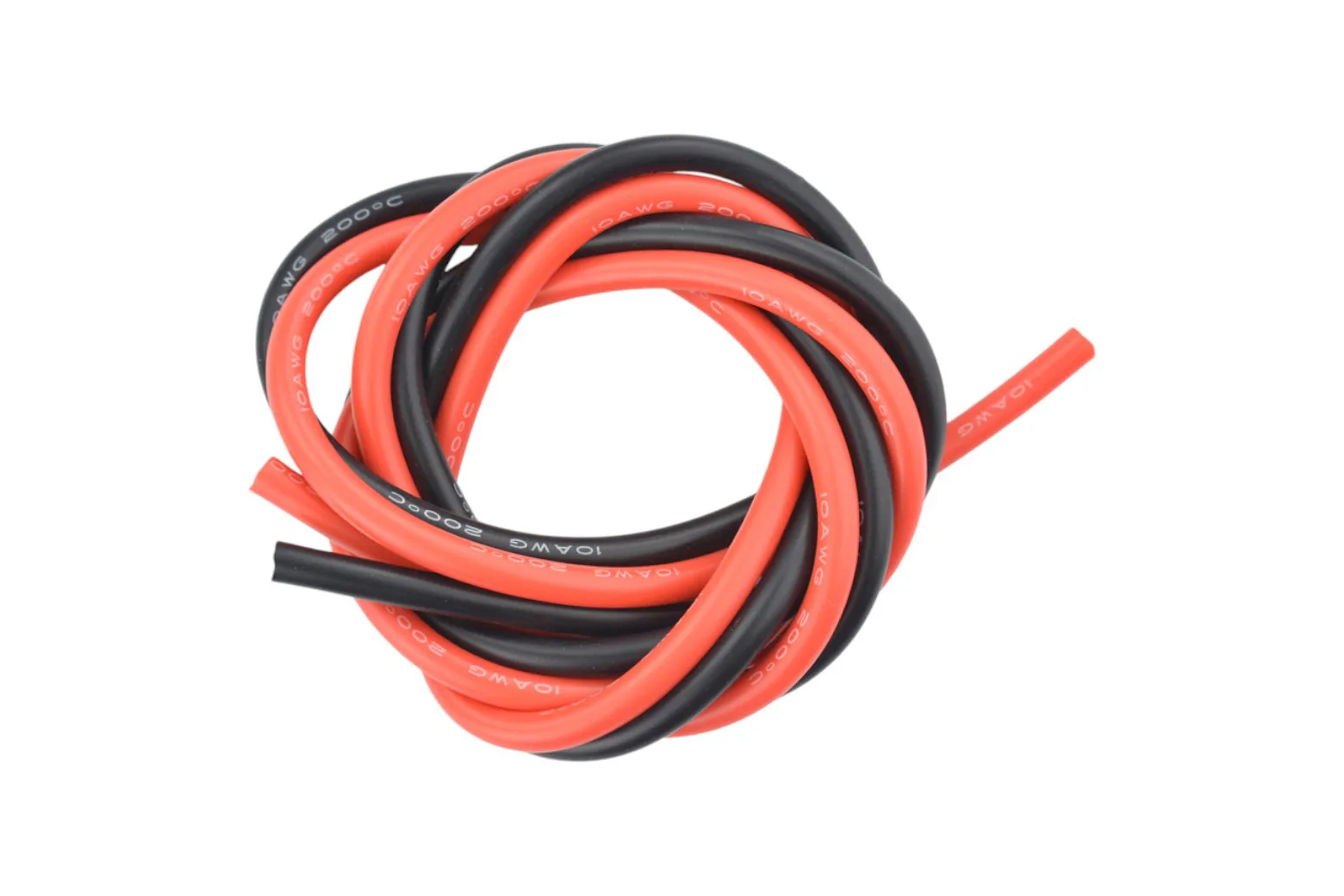 High Temperature Resistant Silicone Wire (10AWG 6mm², 1m, Red & Black)