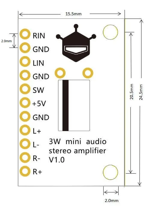 Compact dimensions and pin pitch