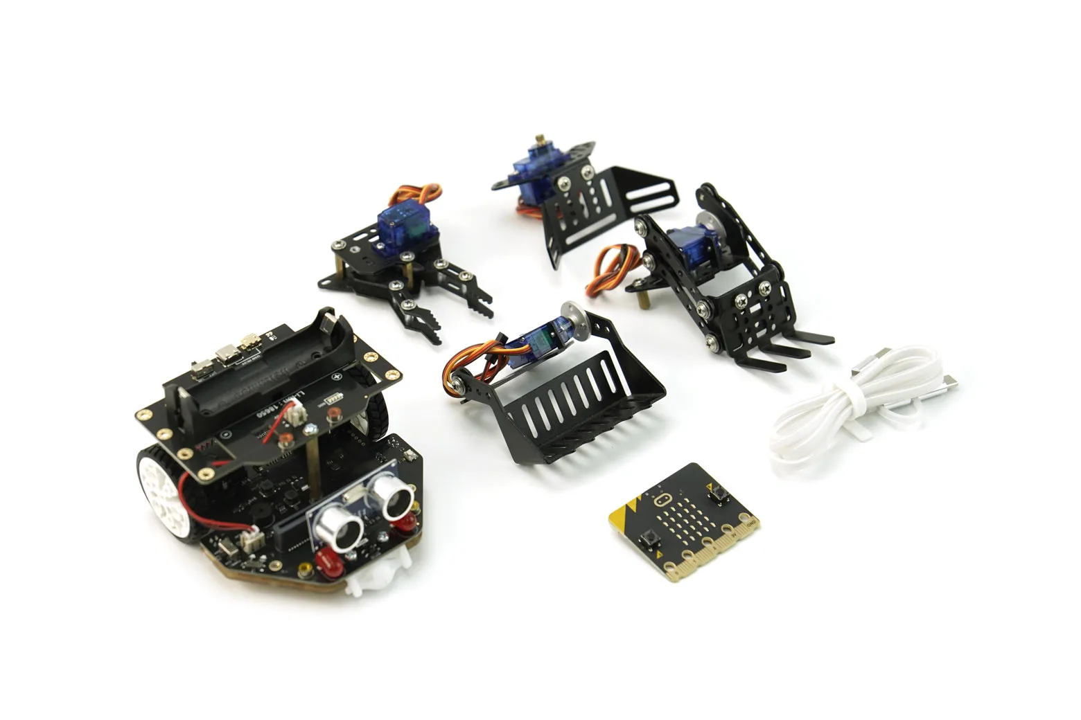 micro:Maqueen Plus V2 (18650 Battery) with micro:Maqueen Mechanic and micro:bit V2