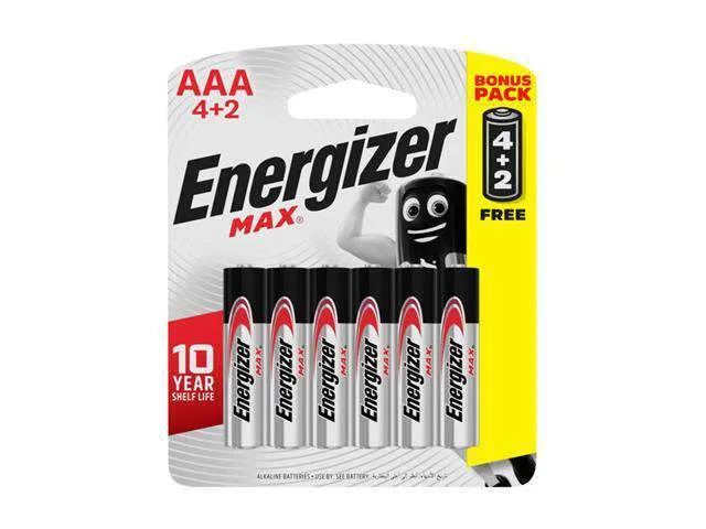 Energizer 1.5V AAA Alkaline Batteries, 6 Pack