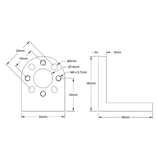 3202 Series Angle Pattern Mount (1-1) technical drawing