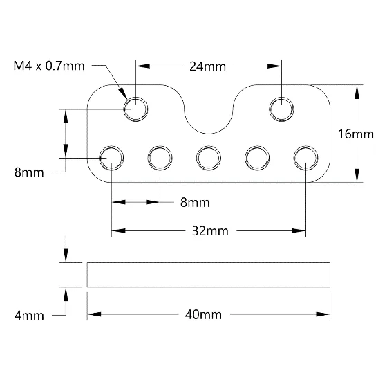 3225 Series Flat Mount for V-Groove Bearings (1-1) technical drawing