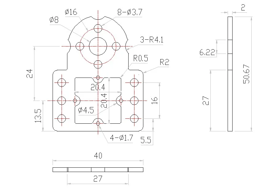 Line Finder Sensor Mount technical drawing