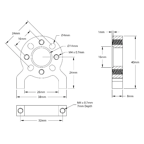 3200 Series 1-Side, 2-Post Pattern Mount (32-1) technical drawing
