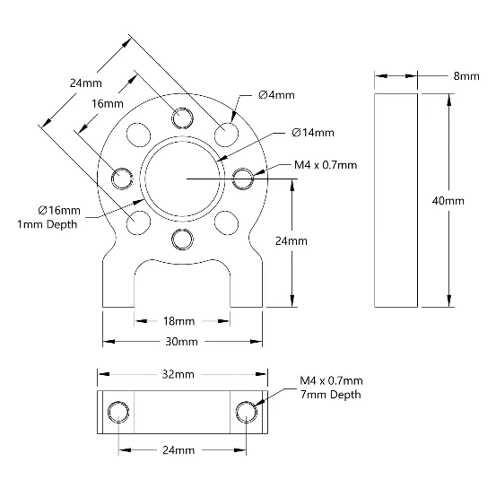 3200 Series 1-Side, 2-Post Pattern Mount (24-1) technical drawing