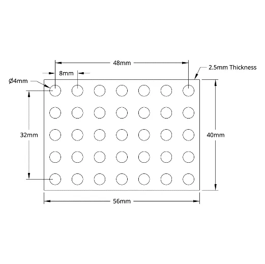 3116 Series Grid Plate (5 x 7 Hole, 40 x 56mm) technical drawing