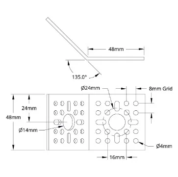 3111 Series Angle Pattern Bracket (1-1) technical drawing