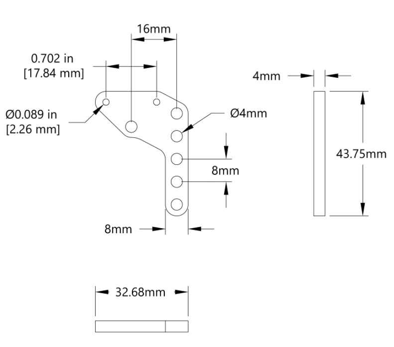 Acetal Plastic Mount for TT Right Angle Gear Motor (1-1) technical drawing