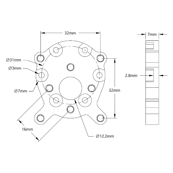 3701 Series Face Tapped Motor Mount (16-3) technical drawing