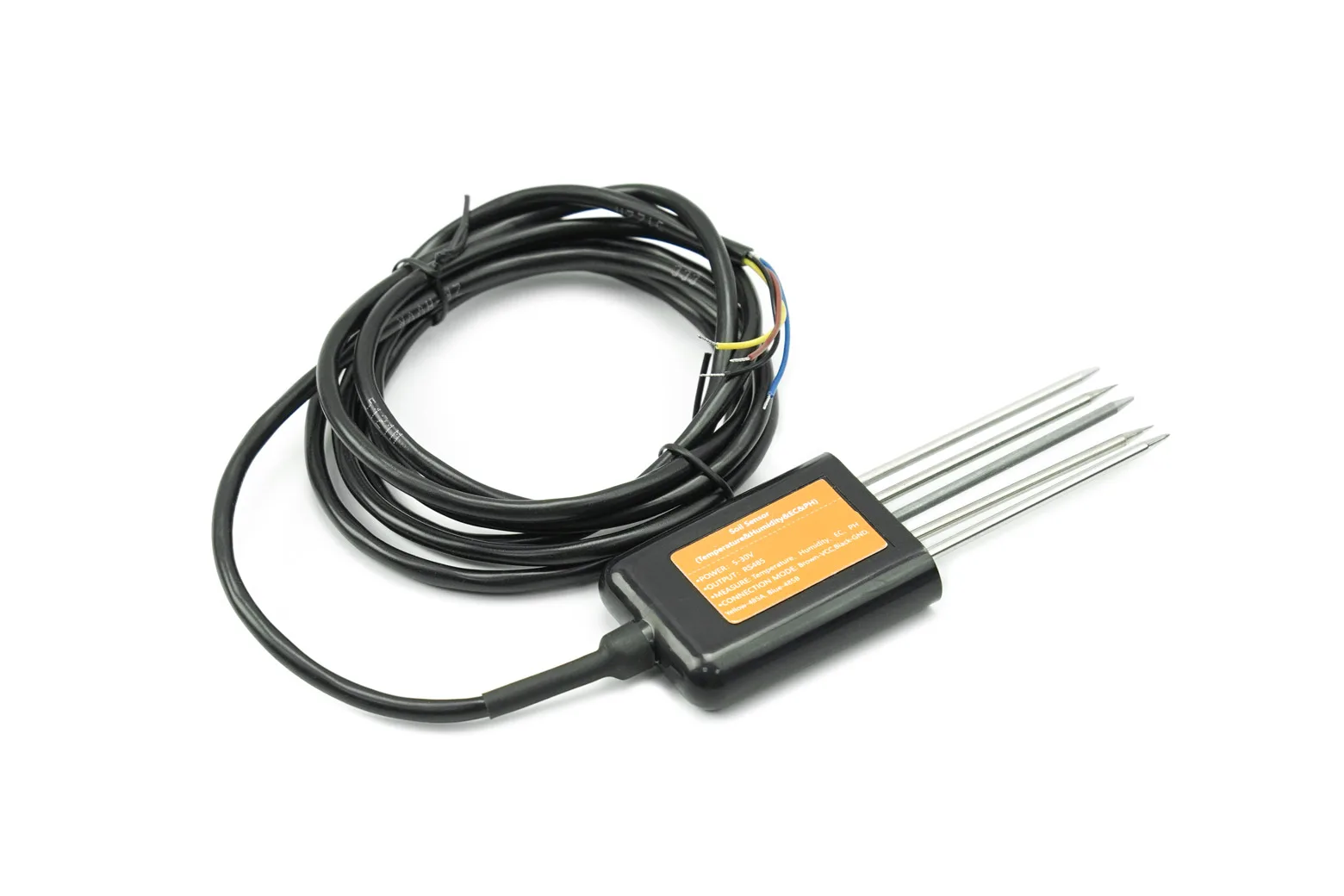 RS485 4-in-1 Soil Moisture, Temperature, pH & EC Sensor for Smart Agriculture (IP68, 5-30V)