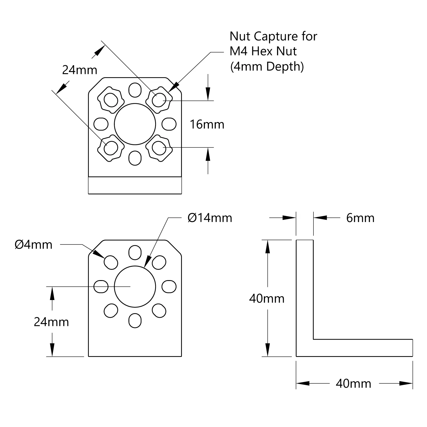 3202 Series Angle Pattern Mount (1-3) technical drawing