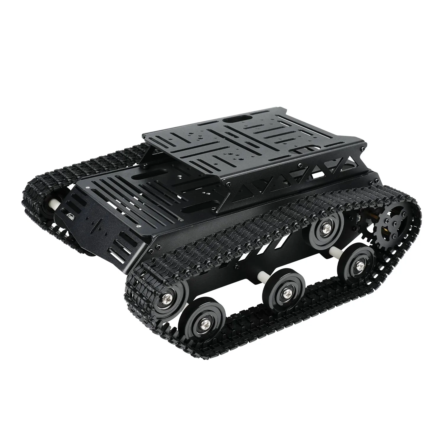 Hiwonder Tank Car Chassis Kit Shock Absorbing Robot with DC Geared Motor for Arduino/ Raspberry Pi/ Jetson Nano DIY Robotic Car Learning Kit (Black)