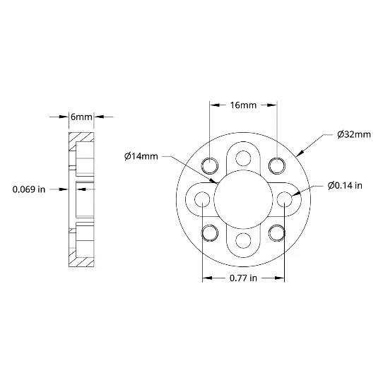 3206 Series Pattern Adaptor (16-2) technical drawing