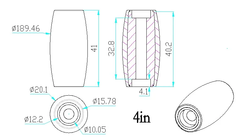 4"Roller technical drawing