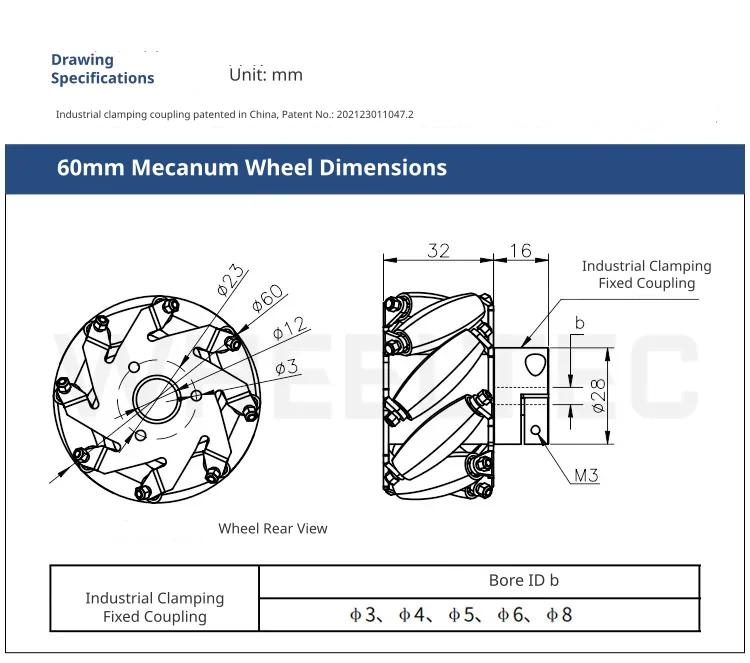 Compact sixty millimetre wheel dimensions