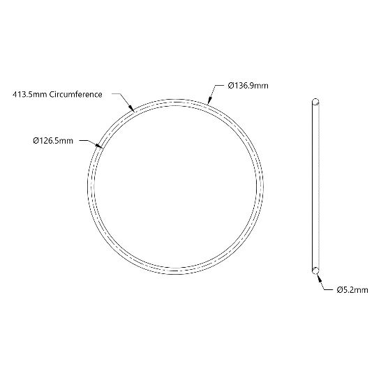 5405 Series Round Belt (5mm Cord Diameter, 414mm Circumference) technical drawing