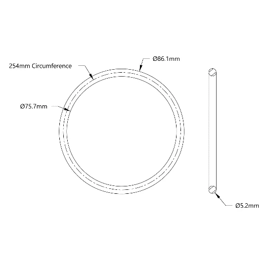 5405 Series Round Belt (5mm Cord Diameter, 254mm Circumference) technical drawing
