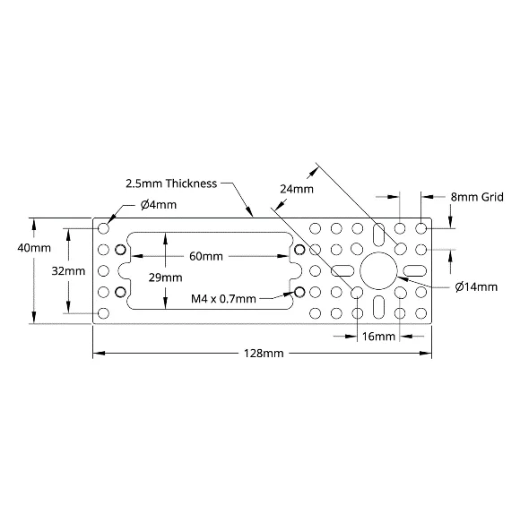 3800 Series Servo Pattern Plate (For Large Size Servos) technical drawing