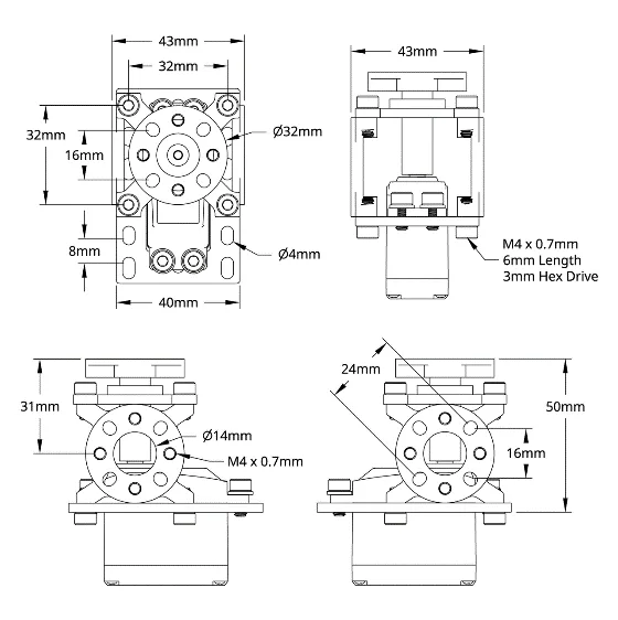 ServoBlock™ (Standard Size, 24 Tooth Spline, Hub Shaft) technical drawing