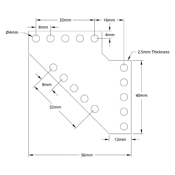 3114 Series Flat Bracket (90-1) technical drawing