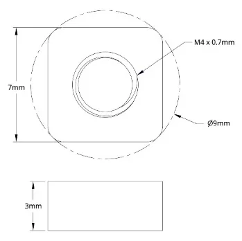 4803 Series Stainless Steel Threaded Plate (7-7) technical drawing