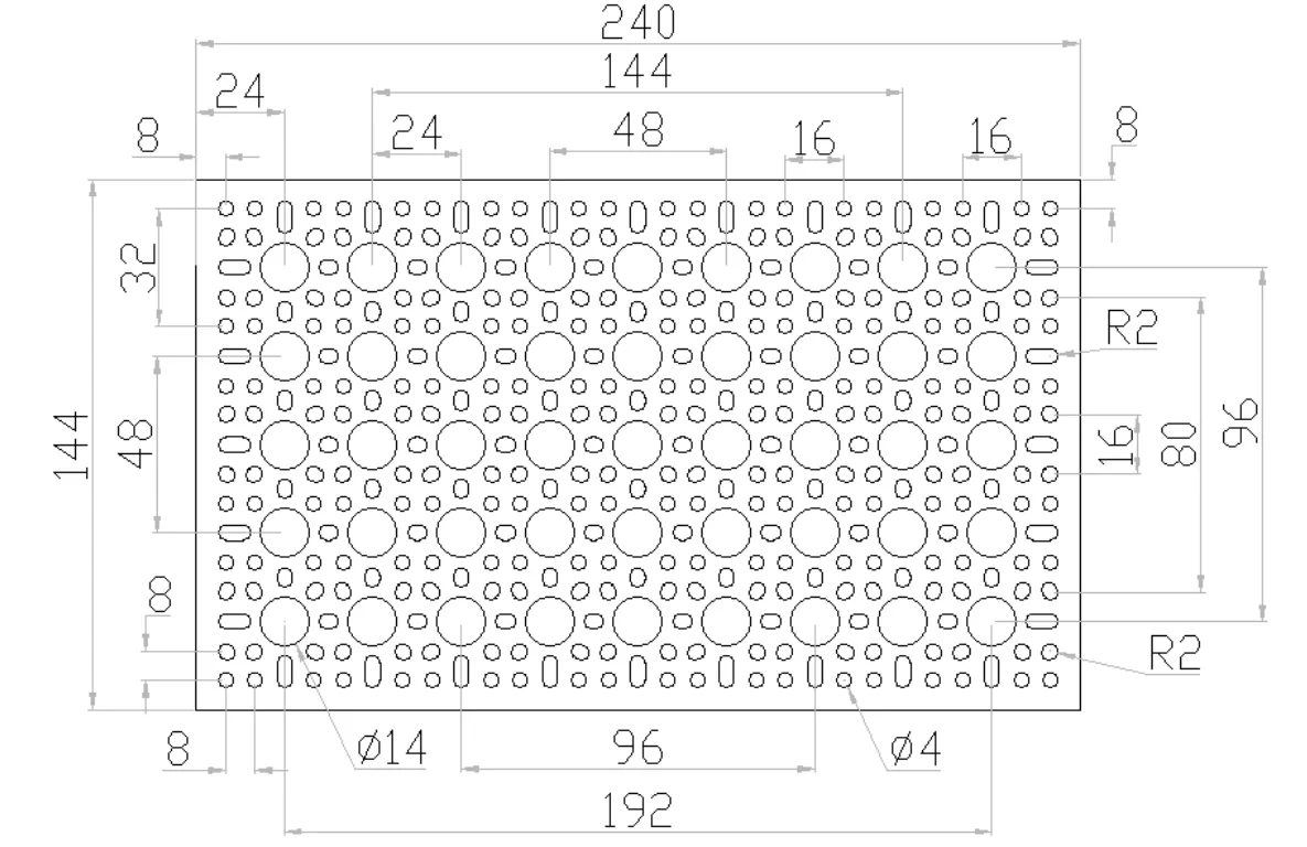 3123 Series Pattern Plate (5 x 9 Hole, 144 x 240mm) technical drawing