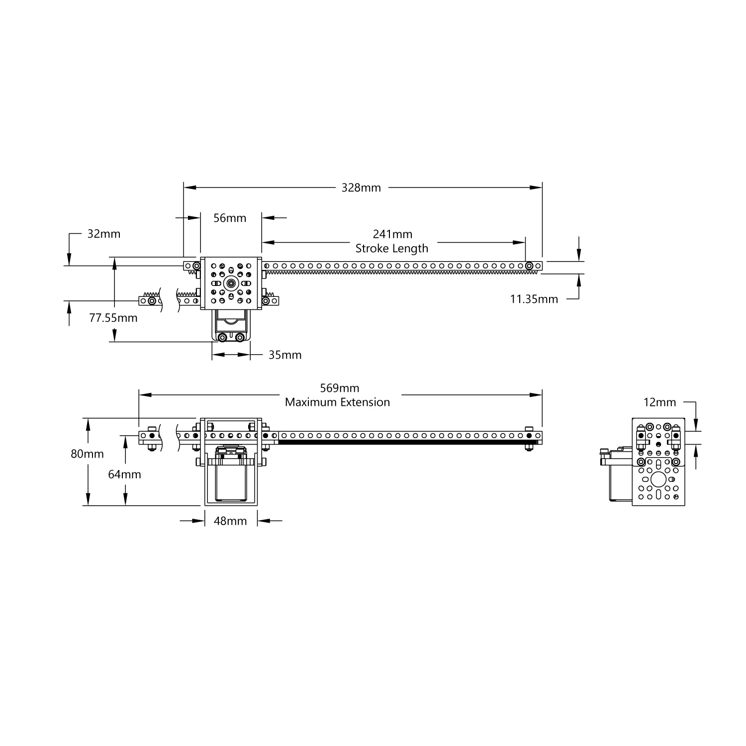 Servo-Driven Gear Rack Kit (Dual Gear Rack,no servo) technical drawing