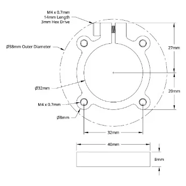 3302 Series Clamping Hub (32mm Bore) technical drawing