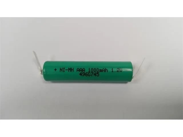 Rechargeable AAA NiMH Battery, 1.2 V, 1000 mAh, with Solder Tags