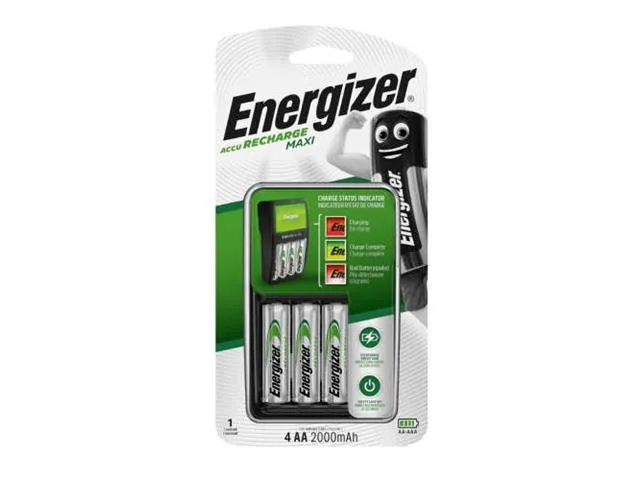 Energizer Maxi Compact NiMH AA and AAA Battery Charger with 4 AA Batteries