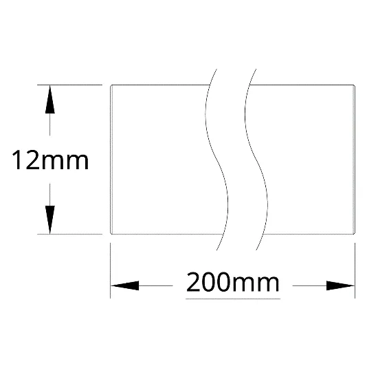 4100 Series Stainless Steel Round Shaft (12mm Diameter, 200mm Length) technical drawing