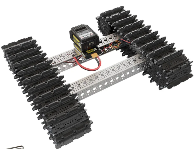 Bravo RC Tank Track Chassis (Grouser Paddles,50lb Payload, 2mph)