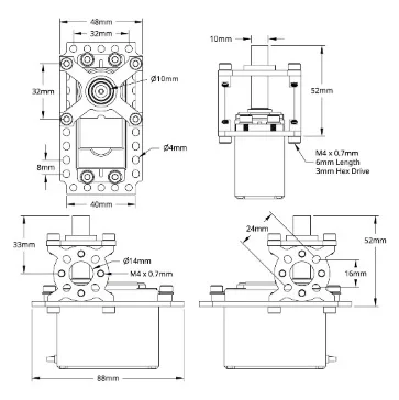 ServoBlock™ (Large Size, 25 Tooth Spline, 10mm OD Shaft) technical drawing
