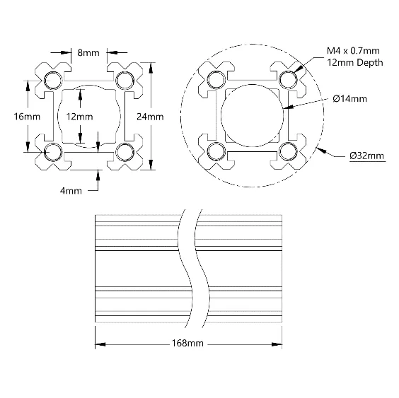 3109 Series goRUN (168mm Length) technical drawing
