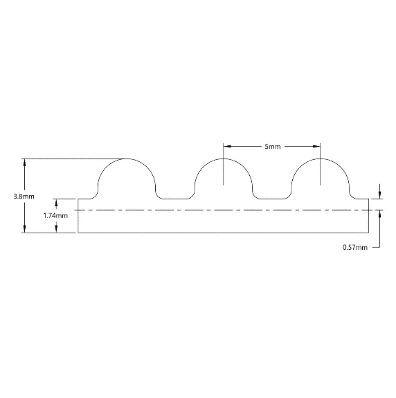 5412 Series 5mm HTD Pitch Timing Belt (9mm Width, 485mm Pitch Length, 97 Tooth) technical drawing