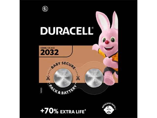 Duracell CR2032 3V 245mAh Lithium Coin Cell Batteries, 2 Pack