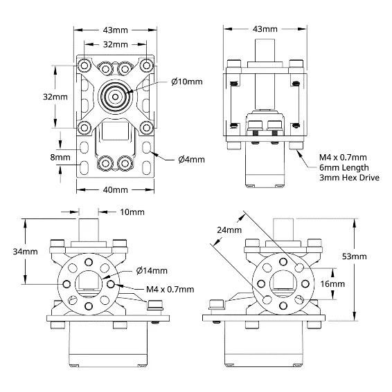 ServoBlock™ (Standard Size, 24 Tooth Spline, 10mm OD Shaft) technical drawing