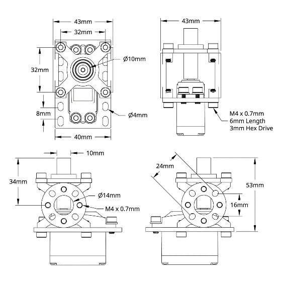 ServoBlock™ (Standard Size, 25 Tooth Spline, 10mm OD Shaft) technical drawing